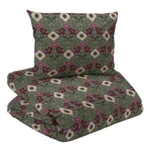 Blommigt Påslakanset Redlunds Milano Vinröd 150x210cm