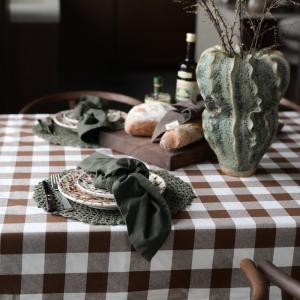 Bordsduk Rutig Brun Fondaco Moa 140x300cm