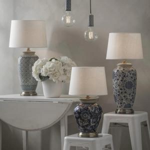 Bordslampa Stor Blå/Vit Keramik PR Home Fang Hong 58cm