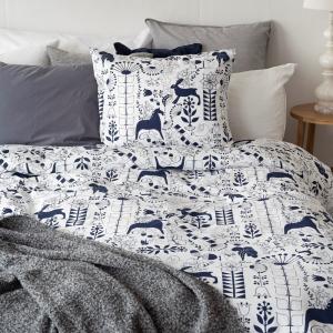 Påslakanset Marinblå Borganäs Of Sweden Äppelbo 150x210cm