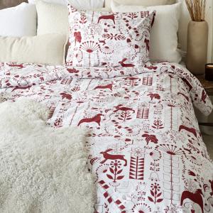 Påslakanset Röd Borganäs Of Sweden Äppelbo 150x210cm