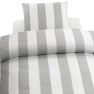 Randigt Påslakanset Block Stripe Grå 150x210cm Borganäs of Sweden