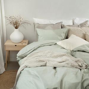 Påslakanset Grön Borganäs Of Sweden Chambray