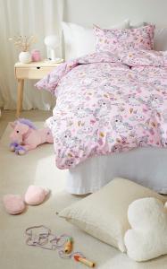 Påslakanset Barn Enhörning Rosa 150x210cm Borganäs Of Sweden