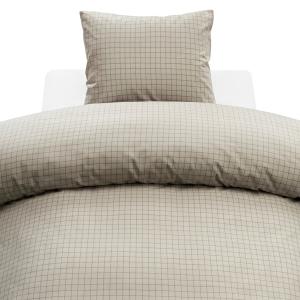 Påslakanset Rutigt Flanell Birger Gråbeige 150x210cm Borganäs Of Sweden
