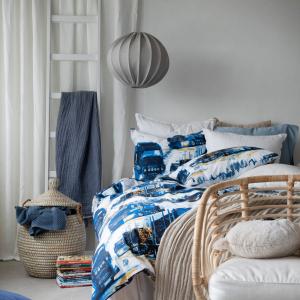 Påslakanset Barn Marinblå Borganäs of Sweden Lastbilar 150x210cm