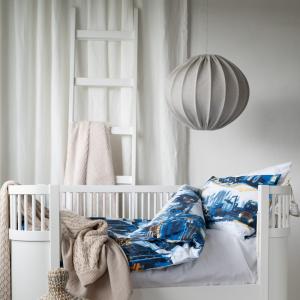 Spjälsäng Påslakanset Lastbilar Marinblå 100x130cm Borganäs of Sweden