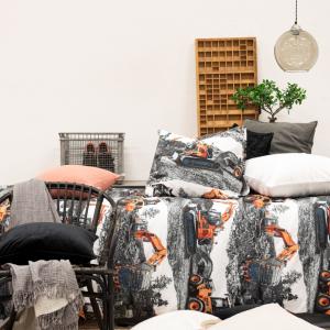 Påslakanset Barn Orange Borganäs of Sweden Maskiner 150x210cm