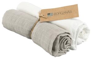 Borganäs of Sweden Muslinfilt Barnfilt Grå/Vit 2-Pack