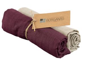 Borganäs of Sweden Muslinfilt Barnfilt Sand/Lila 2-Set