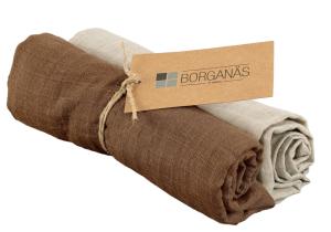 Borganäs of Sweden Muslinfilt Barnfilt Sand/Brun 2-Set