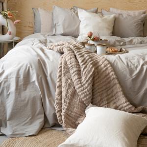 Percale Påslakanset Dubbeltäcke Linnebeige Borganäs Of Sweden 220x210cm