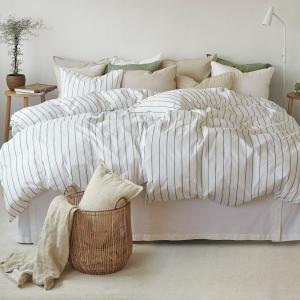 Randigt Påslakanset Saga Grön 150x210cm Borganäs Of Sweden