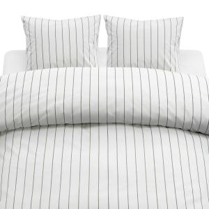 Randigt Påslakanset Dubbeltäcke Saga Grön 220x210cm Borganäs Of Sweden