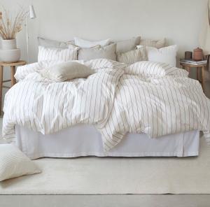 Randigt Påslakanset Saga Rost 150x210cm Borganäs Of Sweden