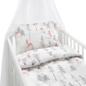 Julpåslakan Spjälsäng Vit/Grå Borganäs of Sweden Skogstomte 100x130cm