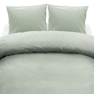 Randigt Påslakanset Dubbeltäcke Thelma Grön 220x210cm Borganäs Of Sweden