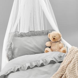 Spjälsäng Påslakanset Volang Grå 100x130cm Borganäs of Sweden