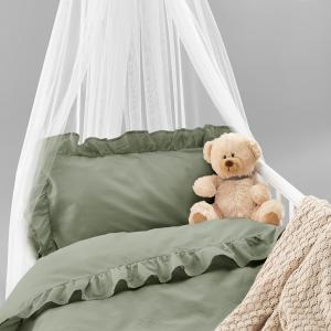 Spjälsäng Påslakanset Volang Grön 100x130cm Borganäs of Sweden