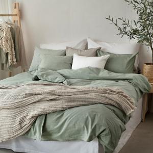 Påslakanset Grön Borganäs of Sweden Washed 150x210cm