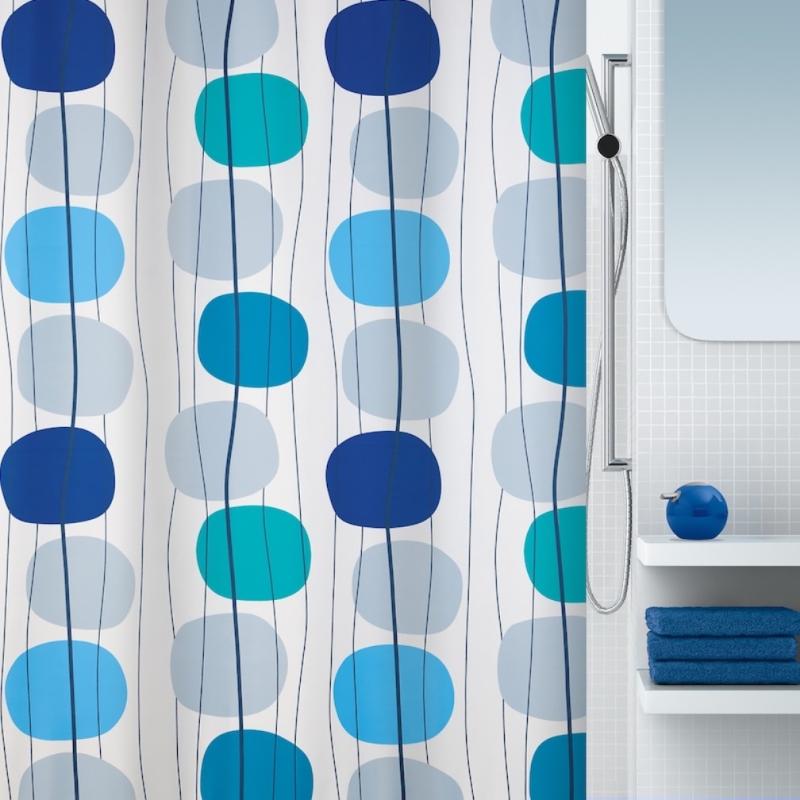 Duschdraperi Med Tyngdband Spirella Mobile Blå 180x200cm at lavanille