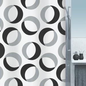 Duschdraperi Grå/Svart Spirella Rings 180x200cm