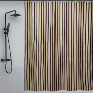Duschdraperi Med Tyngdband Spirella Tessa Svart/Beige 180x200cm