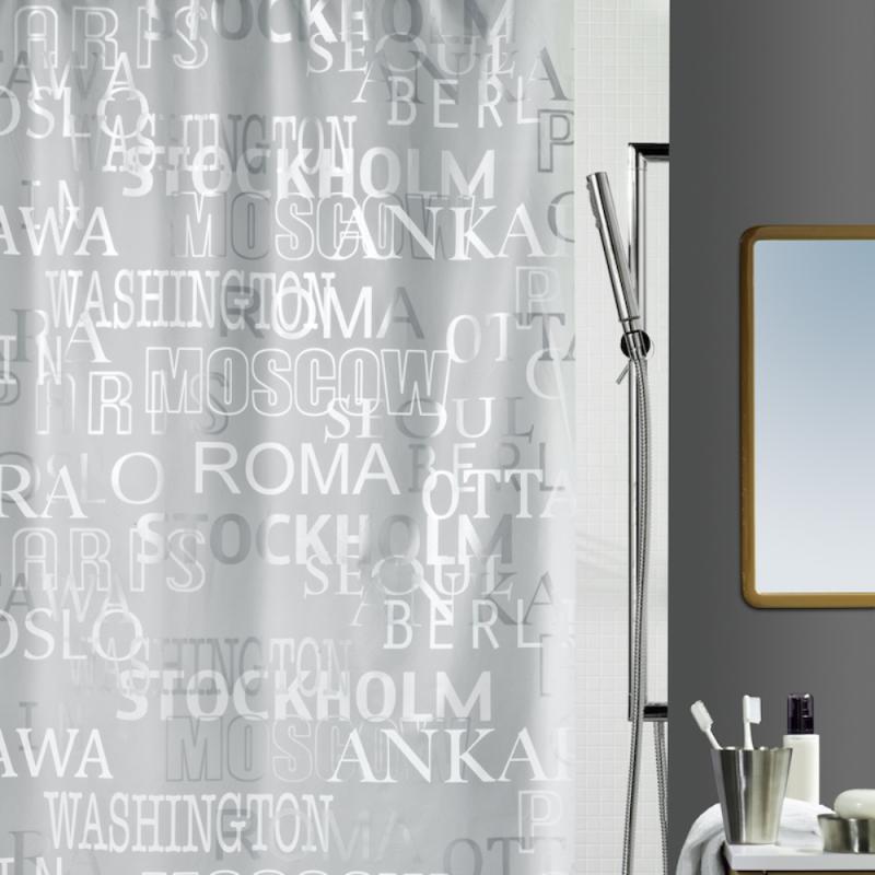 Duschdraperi Silver Spirella Cities 180x200cm at lavanille