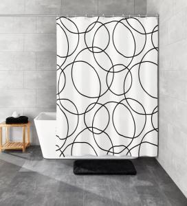 Duschdraperi Svart/Vit Kleine Wolke Rings 180x200cm
