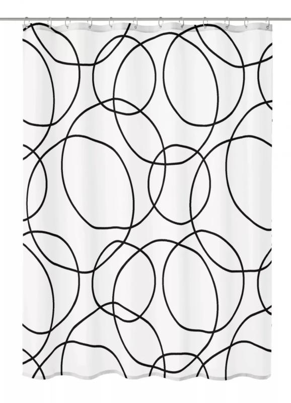Duschdraperi Svart/Vit Kleine Wolke Rings 180x200cm at lavanille