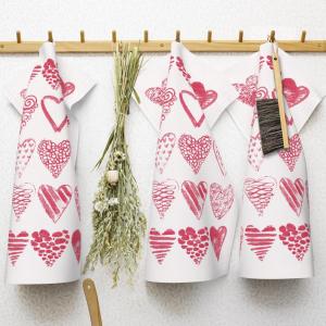 Ekelund Hearts Kökshandduk Mörkrosa 35x50cm