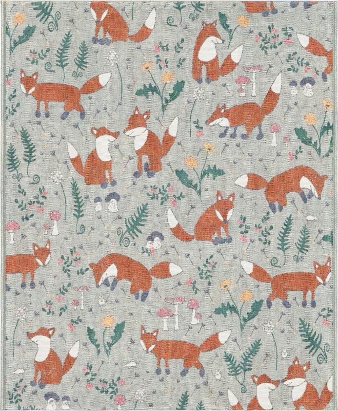 Ekelund Rävar Bomullsfilt Multi 140x170cm at lavanille