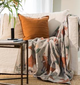 Ekelund Rävar Bomullsfilt Multi 140x170cm