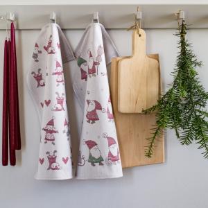 Ekelund Tomtar Kökshandduk Röd 35x50cm