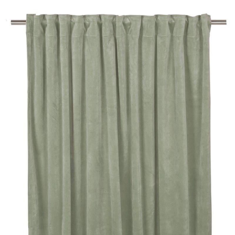Sammetsgardin Agavegrön Fondaco 2-Pack Esther 135x300cm at lavanille