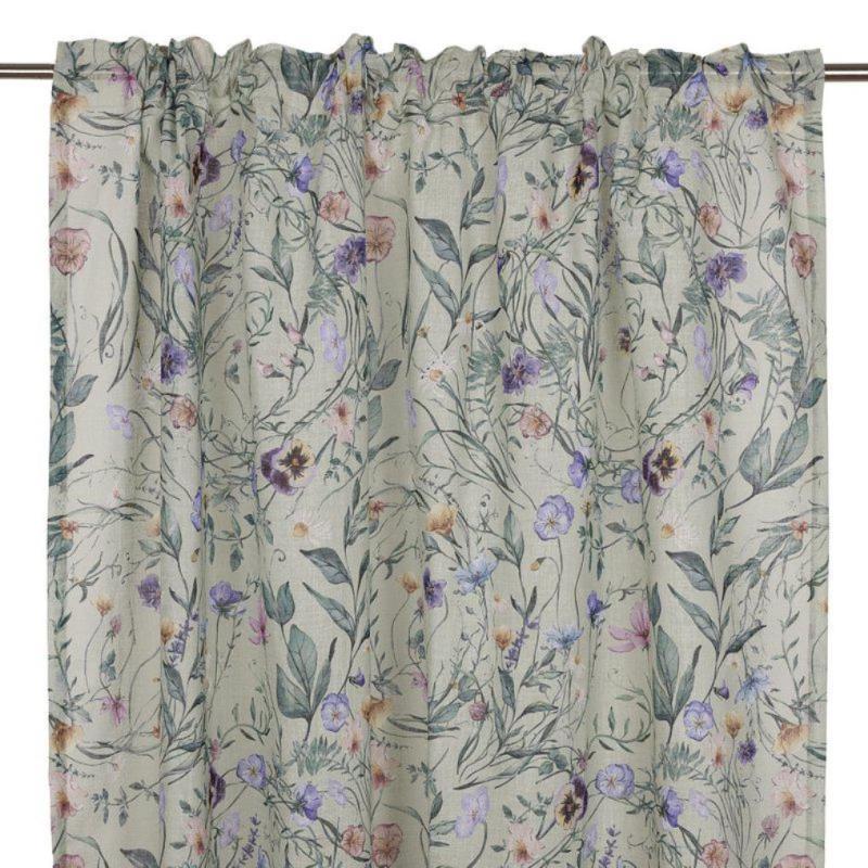 Gardin Blommig Viola Grön 140x250cm 2-Pack Fondaco at lavanille