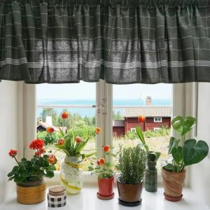 Gardinkappa Olivgrön/Vit Recycled by Wille Astrid 50x250cm