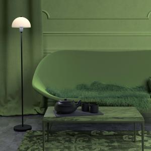 Golvlampa Glas Opal/Svart Herstal Vienda 125cm