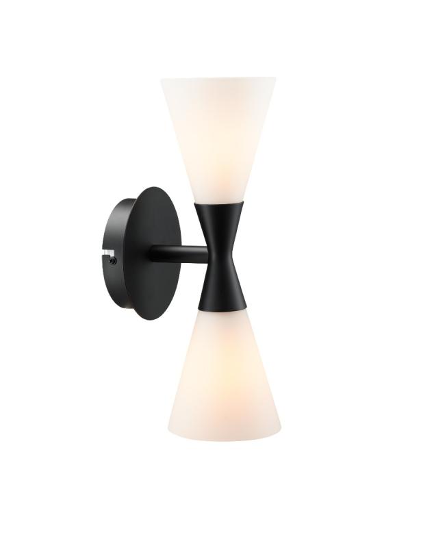 Vägglampa Glas Vit/Svart Dimbar Herstal Harlekin Duo 32cm at lavanille