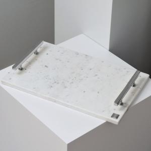 Hilke Collection Bricka Marmor Vit/Förnicklad Mässing