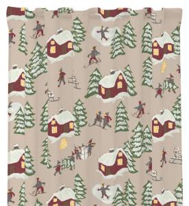 Julgardin Redlunds Timmerstugan Linnebeige 120x250cm 2-Pack