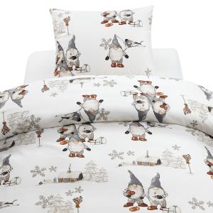 Jul Påslakanset Frosty Christmas Grå 150x210cm Borganäs of Sweden