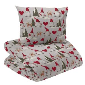 Jul Påslakanset Noel Linnebeige/Röd 150x210cm Redlunds