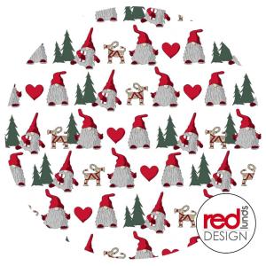 Rund Vaxduk Jul Röd/Vit Noel Ø140cm Nina Royal