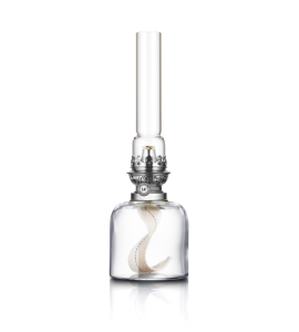 Karlskrona Lampfabrik Kungsholmen Fotogenlampa Klarglas/Nickel 39cm