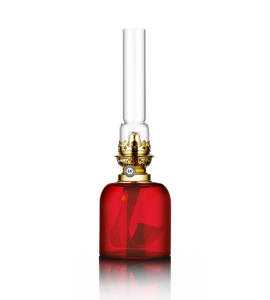 Karlskrona Lampfabrik Kungsholmen Fotogenlampa Rubinröd 39cm