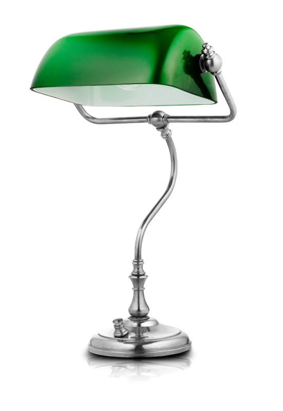 Bankirlampa Förnicklad/Grön Karlskrona Lampfabrik 43cm at lavanille