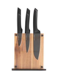Knivset Orrefors Jernverk Knivset med Knivblock Svart 6 Delar