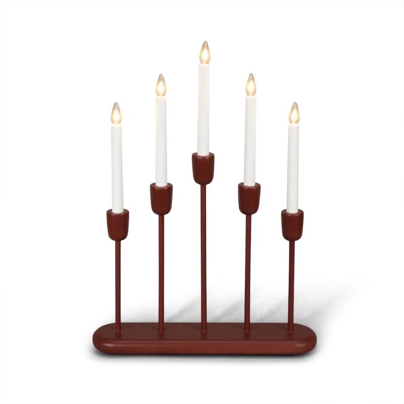Konstsmide Adventsljusstake LED Trä/Metall Mörkröd 5L 53,5cm at lavanille