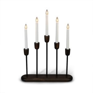 Konstsmide Adventsljusstake LED Trä/Metall Svart/Valnöt 5L 53,5cm